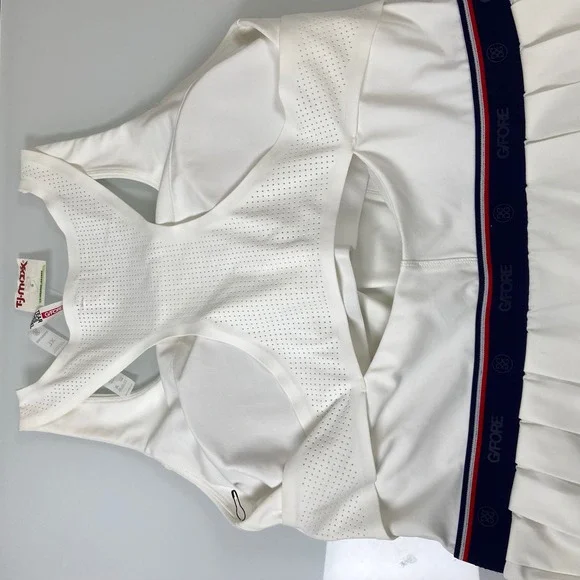 G/Fore G4 Womens XL Pleated Dress Tennis Golf Racerback Stretch White NWOT - Picture 7 of 9